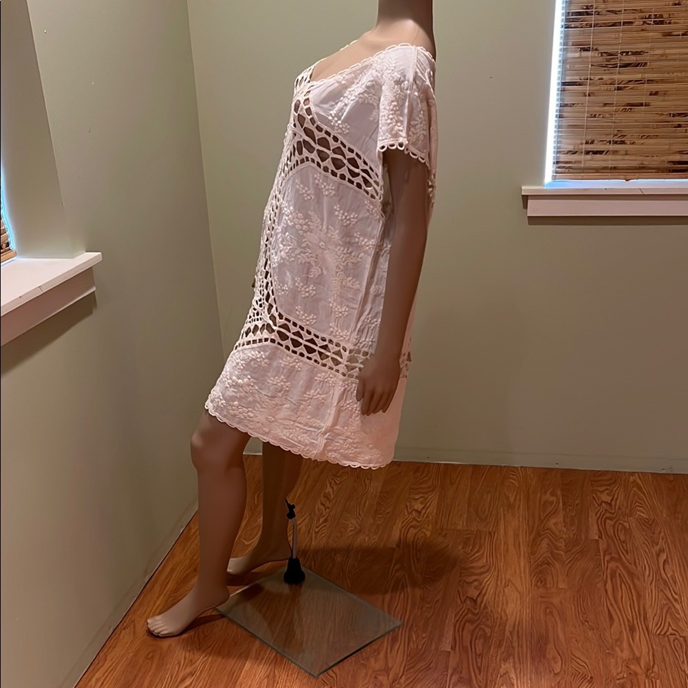 Cream Crochet Swim Cover-Up In 100% Cotton Size M/L - Picture 4 of 7